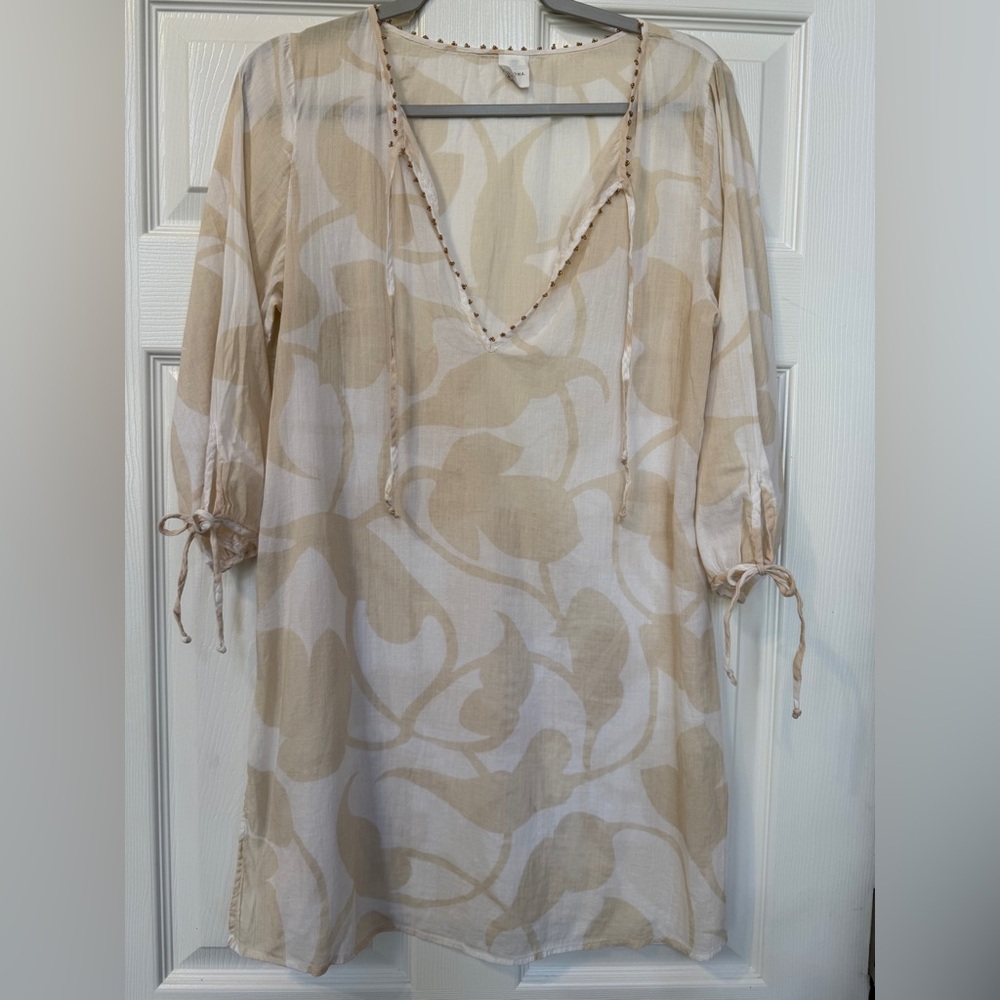 Merona Beige and Cream Patterned Cover Up - Size M